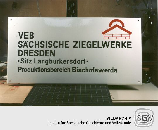 Werbeschild "VEB Sächsische Ziegelwerke Dresden"