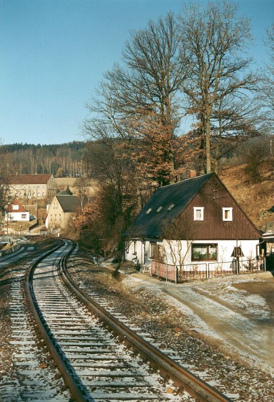 Ortsansicht in Weigsdorf mit Bahnstrecke Großpostwitz-Löbau