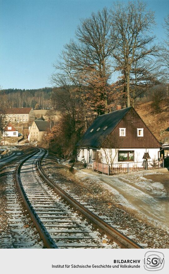 Ortsansicht in Weigsdorf mit Bahnstrecke Großpostwitz-Löbau