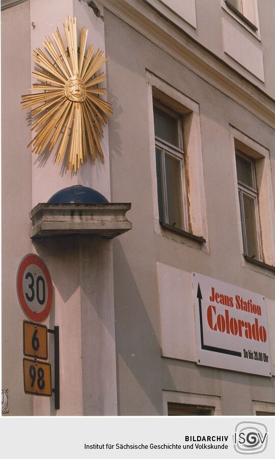 Detail an der Gaststätte "Zur Sonne" in Bischofswerda (Schiebock)
