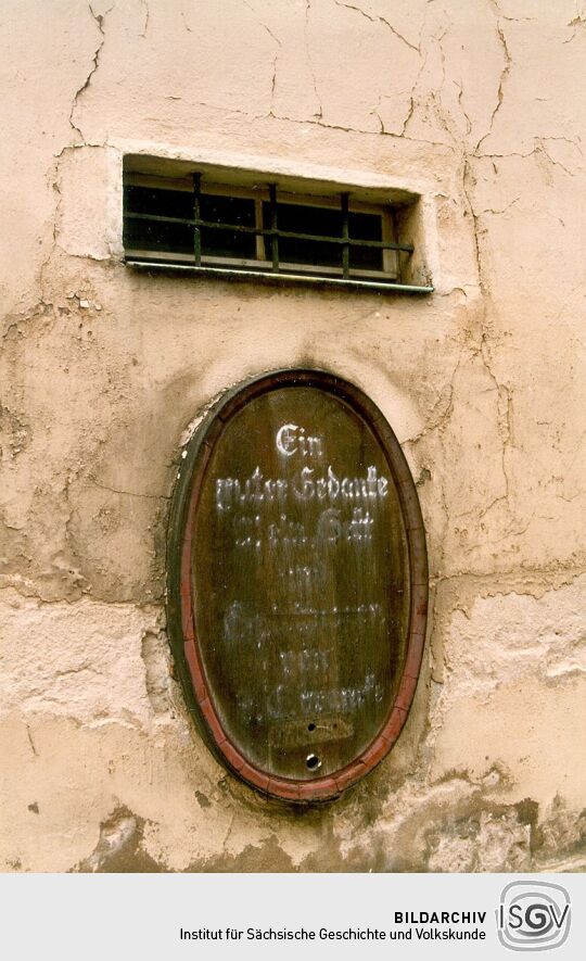 Reklameschild der Weinhandlung Franke in Bischofswerda