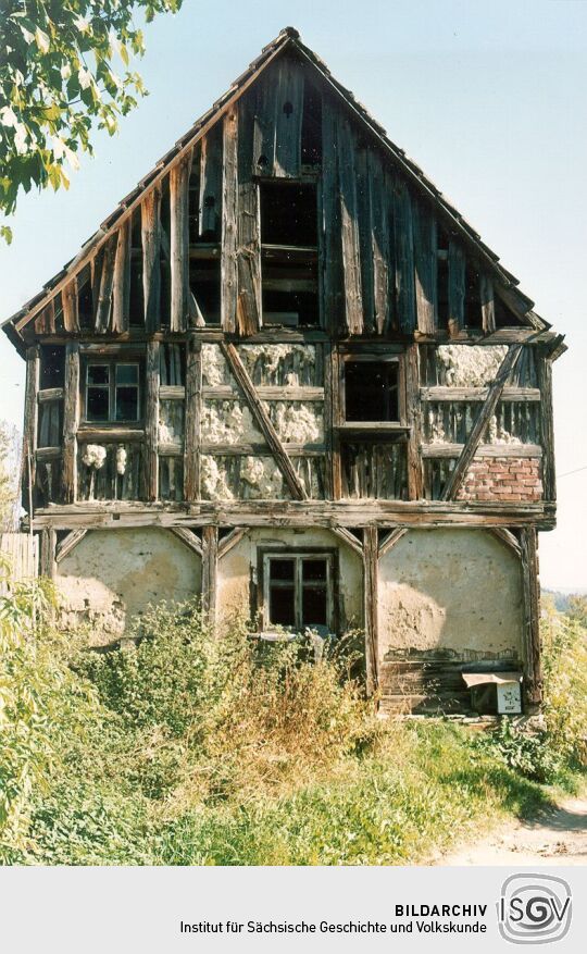 Giebel eines Fachwerkhauses in Unterwürschnitz