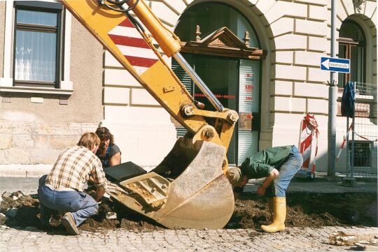 Verlegung neuer Wasserrohre am Obermarkt