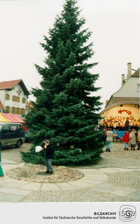 Christbaum auf dem Weihnachtsmarkt in Wittichenau