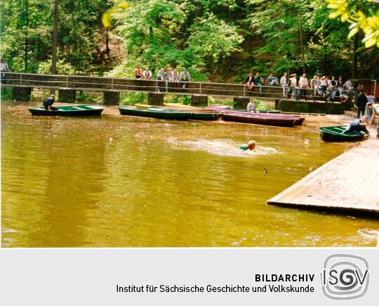 Ansicht des Amselsees bei Rathen zum Himmelfahrtstag