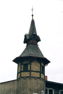 Bild: Meißen - Fachwerkturm am Gasthaus "Zum Holzhof" (Hochuferstrasse)