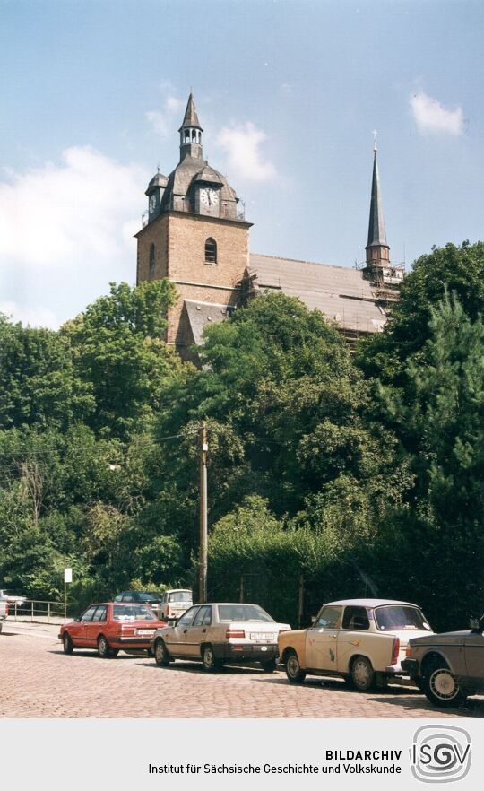 Blick zur Mittweidaer Kirche