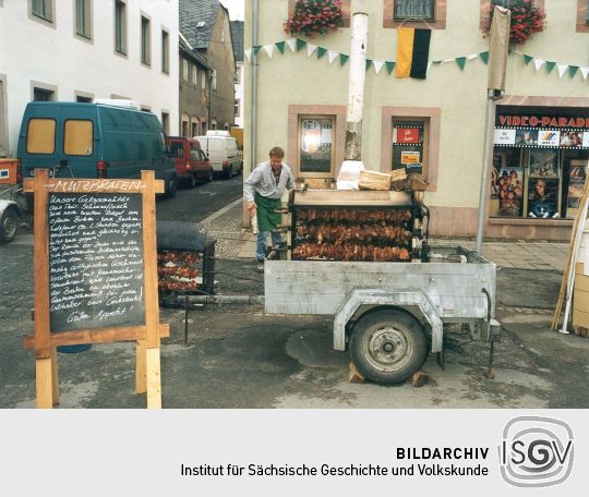 Grill auf dem historischen Markt in Rochlitz