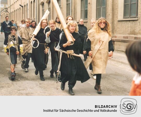 Beim Festumzug zum Tag der Sachsen in Rochlitz