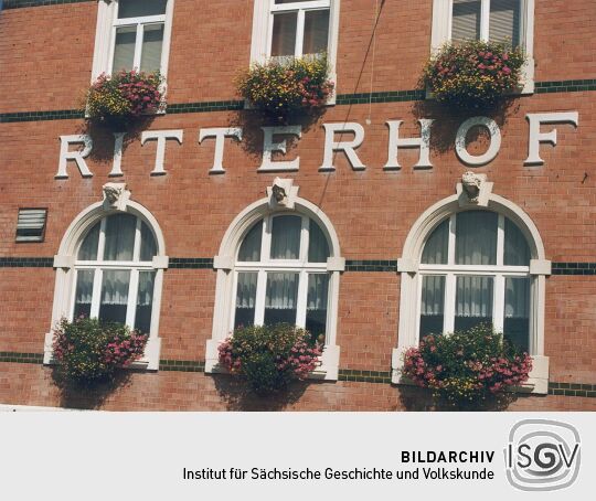 Schriftzug der Gaststätte "Ritterhof" in Altmittweida