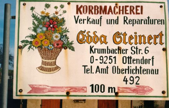 Werbung für die Korbmacherei Edda Steinert in  Ottendorf