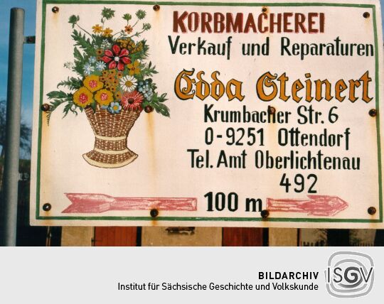 Werbung für die Korbmacherei Edda Steinert in  Ottendorf