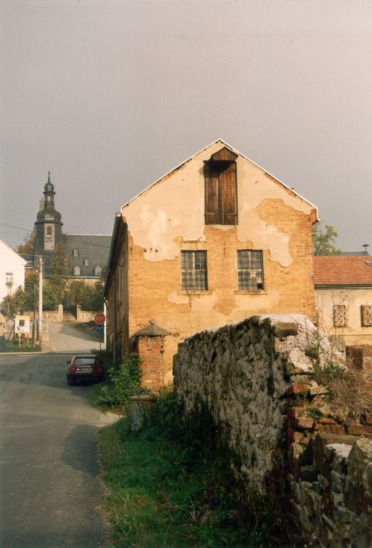 Blick zur Kloschwitzer Kirche