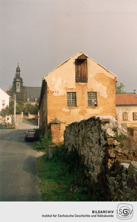 Blick zur Kloschwitzer Kirche