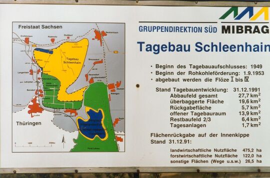 Informationstafel des Tagebaus Schleenhain