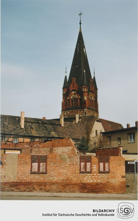 Blick zur Kirche in Schkeuditz