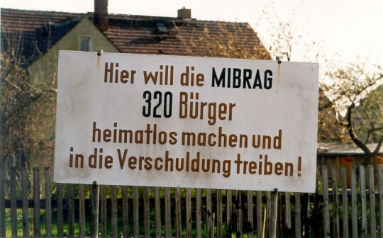 Protestplakat wegen der Braunkohle in Breunsdorf