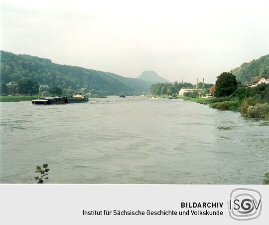 Frachtdampfer auf der Elbe