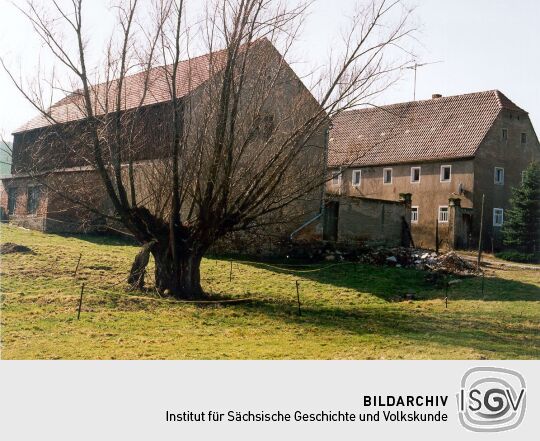 Weiden vor einem Bauernhof in Göppersdorf