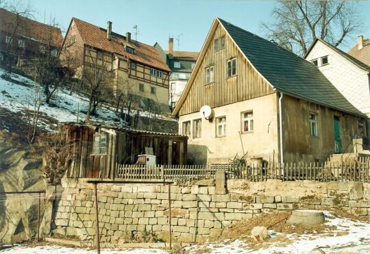 Grundstücksbefetigung durch Sandsteinmauern in Hohnstein