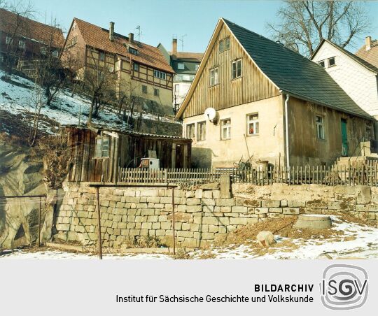 Grundstücksbefetigung durch Sandsteinmauern in Hohnstein