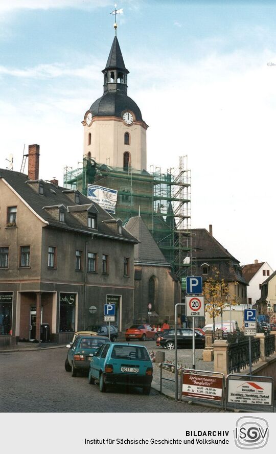 Blick zur Kirche in Meerane