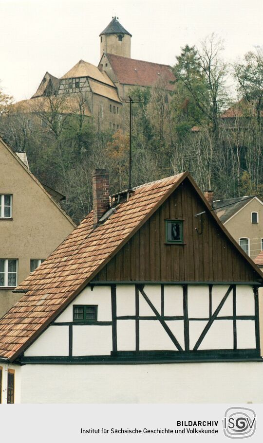 Blick zur Burg in Schönfels