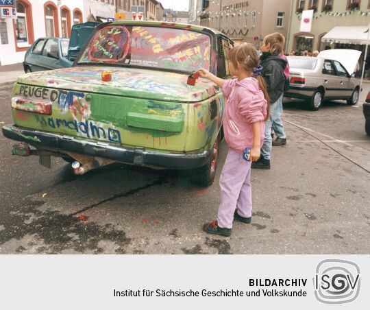 Wartburg zum Bemalen beim Tag der Sachsen in Penig