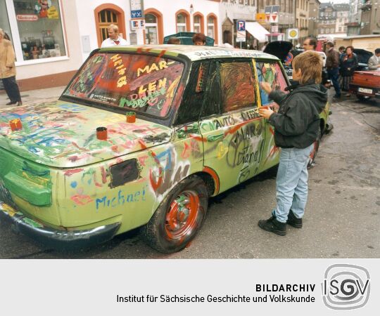 Wartburg zum Bemalen beim Tag der Sachsen in Penig