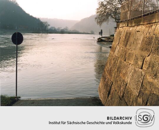 Hochwasser in Stadt Wehlen