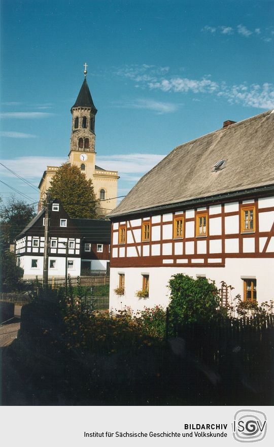 Blick auf die Kirche in Saupsdorf