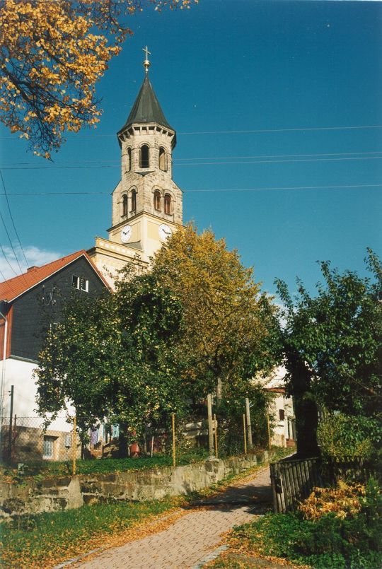 Blick  auf die Kirche von Saupsdorf