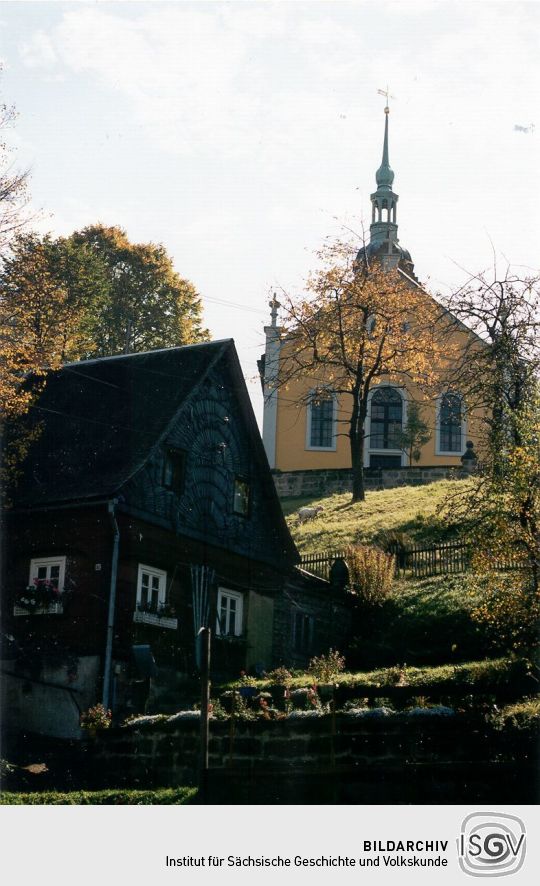 Blick zur Kirche in Hinterhermsdorf