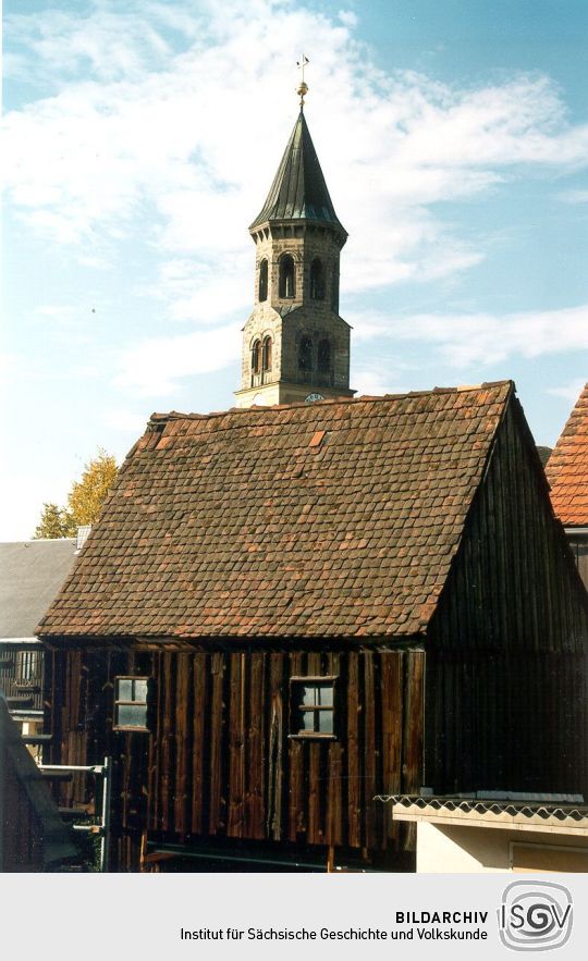 Blick zur Saupsdorfer Kirche