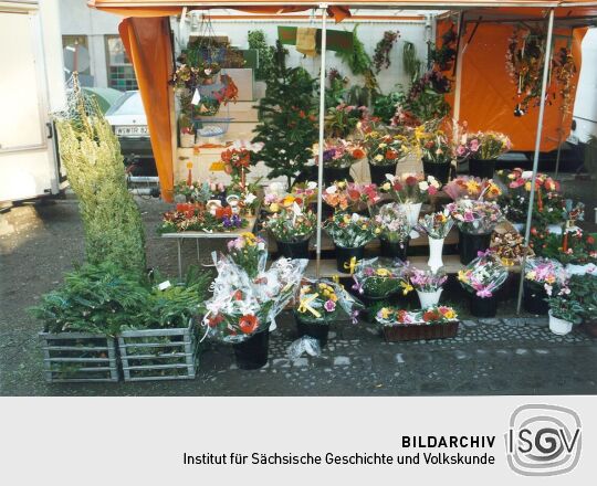 Blumenstand auf dem Görlitzer Wochenmarkt