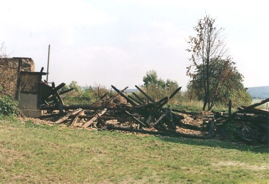 Abgebrannte Fachwerkscheune in Nieder Seifersdorf