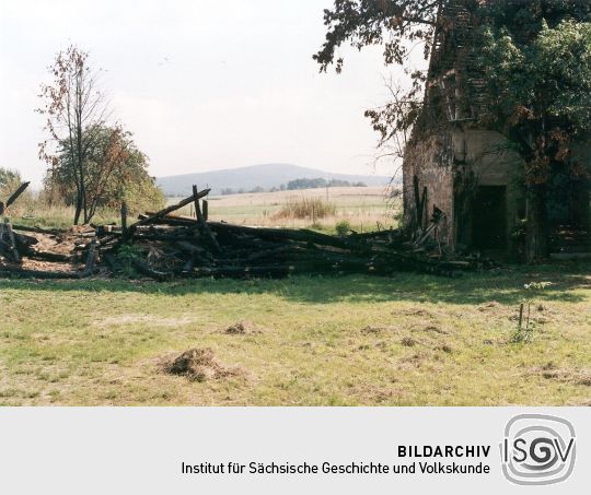 Abgebrannte Fachwerkscheune in Nieder Seifersdorf