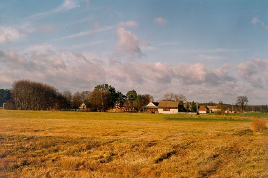 Blick auf Bauernhöfe in Zeiselholz