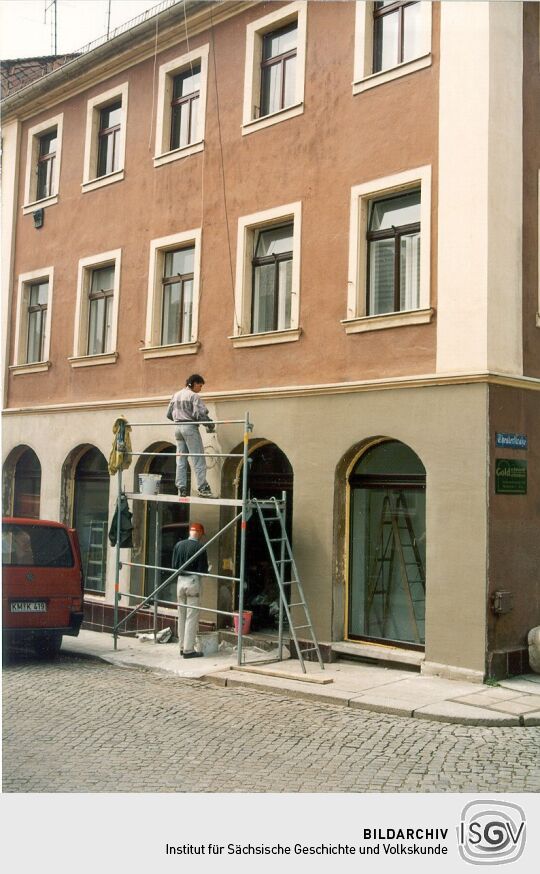 Sanierungsarbeiten an einem Wohn- und Geschäftshaus in Kamenz
