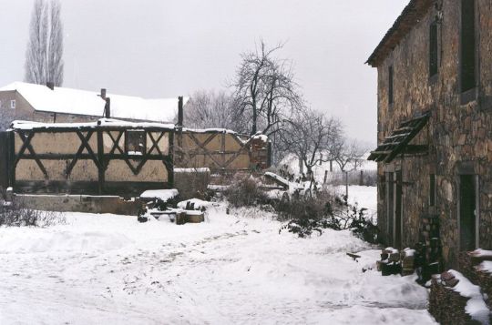 Abriß einer Fachwerkscheune in Rosenthal