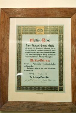 Bild: Meisterbrief von Richard Georg Gräfe in Pulsnitz
