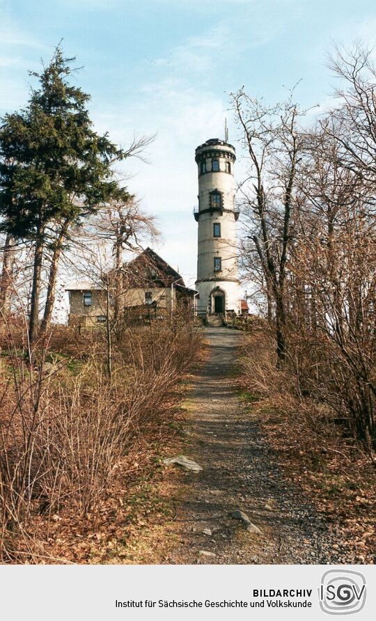 Weg zum Hochwaldturm mit Turmbaude, Oybin, Zittauer Gebirge