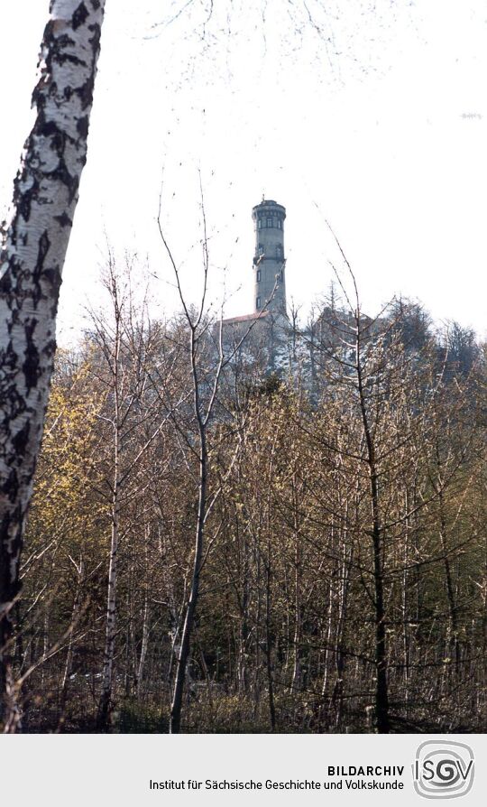 Blick auf den Hochwald-Aussichtsturm in Oybin