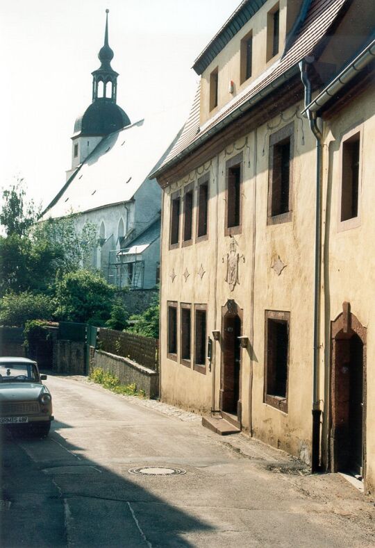 Blick vom Museum auf die Colditzer Kirche