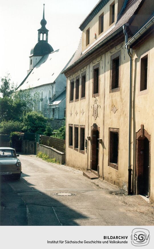 Blick vom Museum auf die Colditzer Kirche