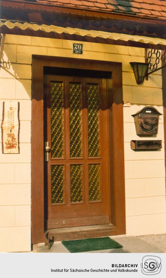 Eingangsbereich eines Umgebindehauses in Ebersbach