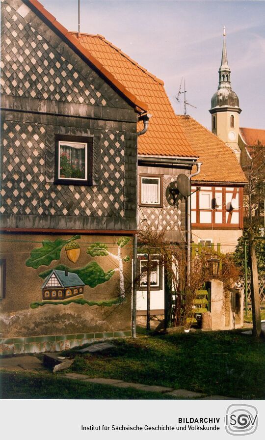 Wandbild an einem Wohnhaus in Ebersbach