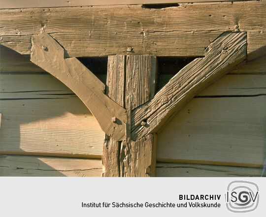 Detail eines Umgebindehauses in Großschönau