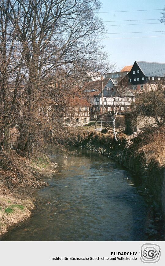 Wohnhäuser am Ufer der Mandau