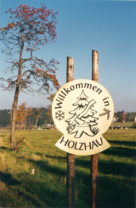 Begrüßungsschild am Ortseingang von Holzhau